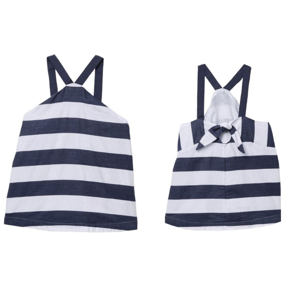 HABITUAL Kids' Harriet Babydoll Top‎ In Navy NWT